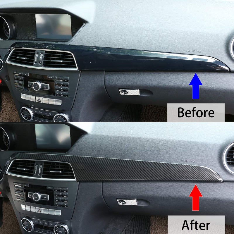 CHEYA ABS Pine Wood Grain Carbon Fiber Car Center Console Dashboard Cover Panel for Mercedes Benz C Class W204 2010-2013 Left Hand Drive Accessories (Carbon Fiber) - Image 2